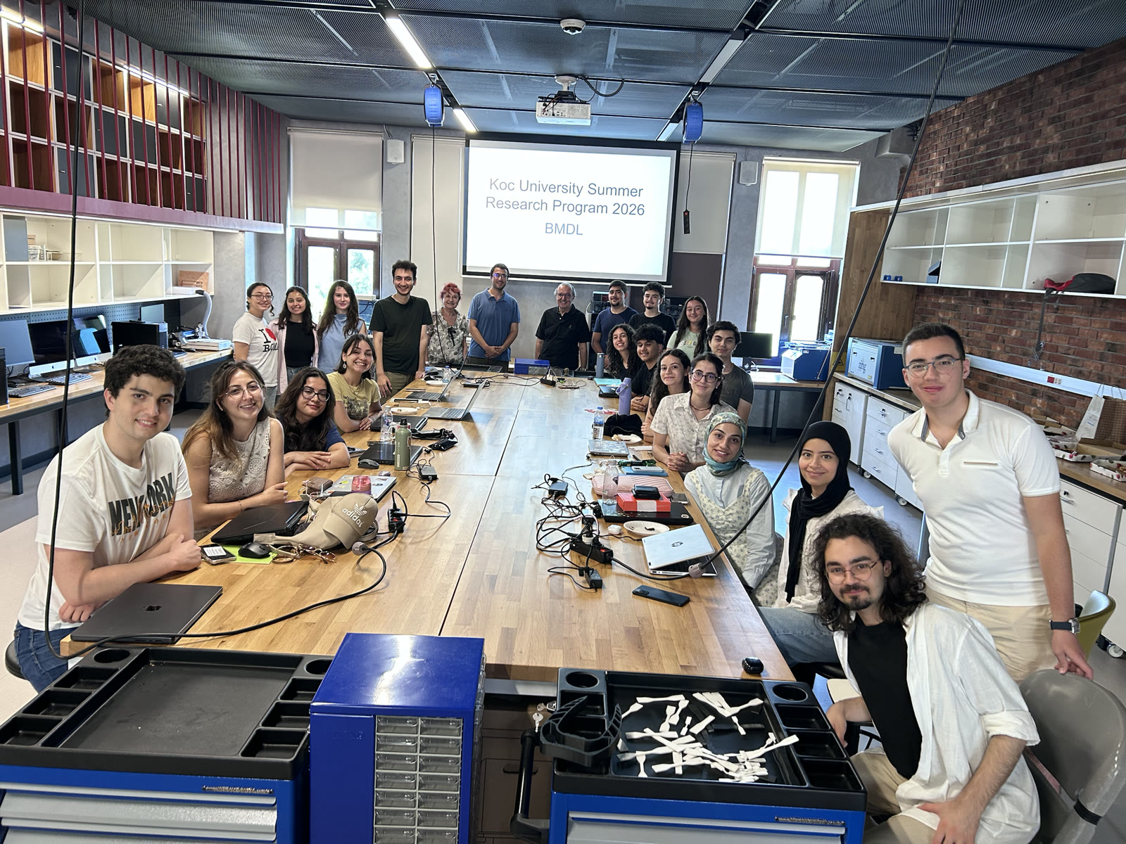 BMDL interns and researchers gathered in the laboratory during the 2026 Koç University Summer Research Program